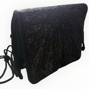 Vintage Jovan Musk Evening Edition Black Beaded Bag Clutch Envelope Bag